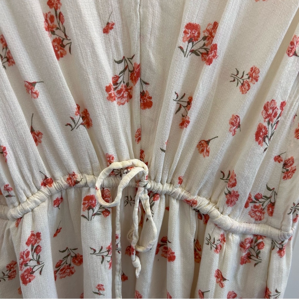 Lucky Brand Romantic Cottagecore Cream and Red Floral Maxi Dress Size L - Picture 6 of 8